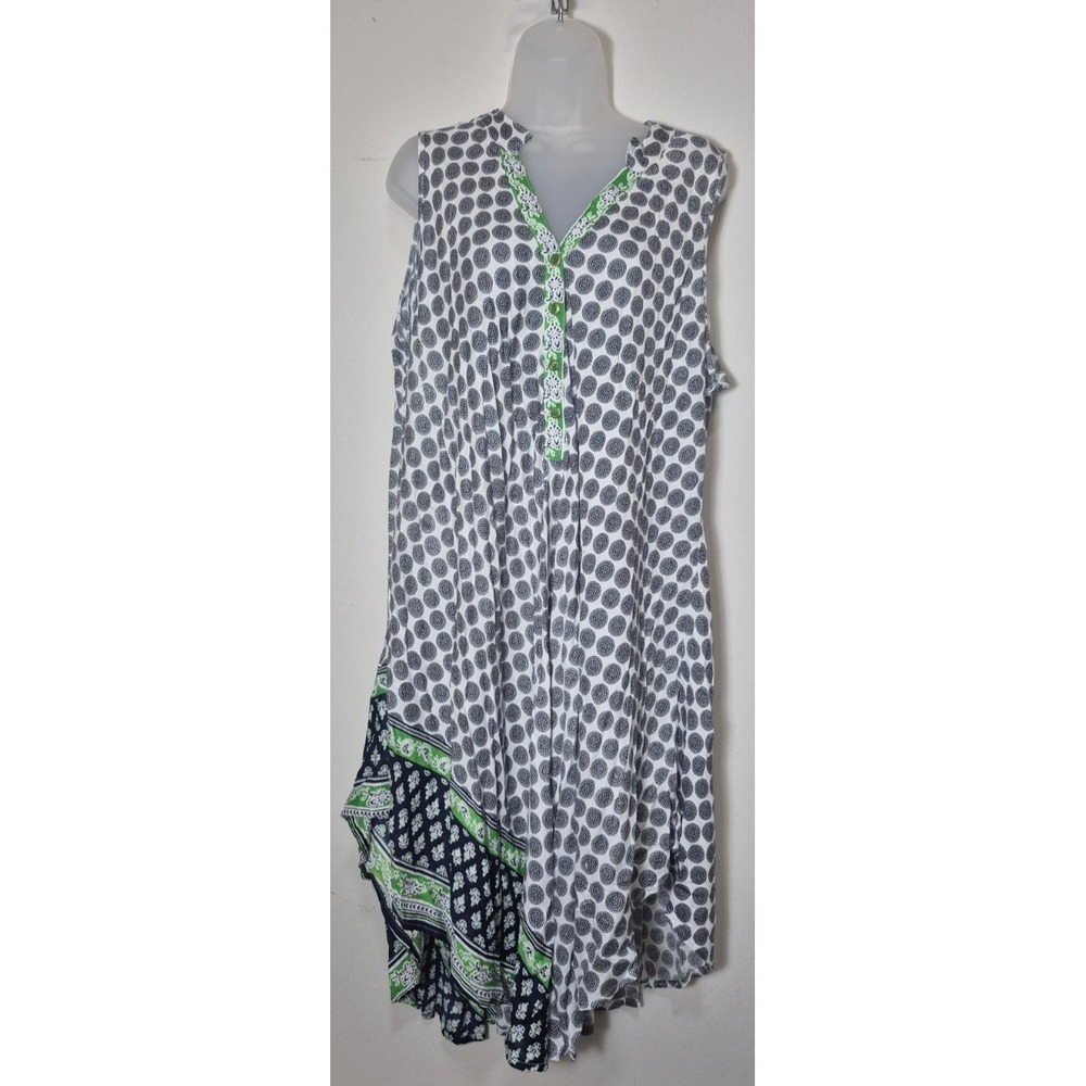 NWOT Ace Fashion women's sleeveless summer dress 3X shark bite hem flowy boho